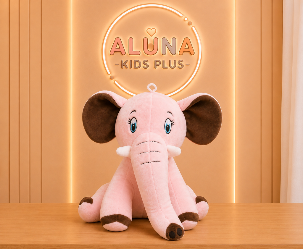 Pink plush elephant toy for kids | Aluna Plus