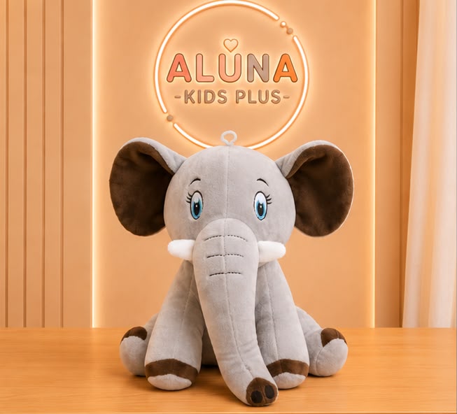 Gray plush elephant toy for kids | Aluna Plus